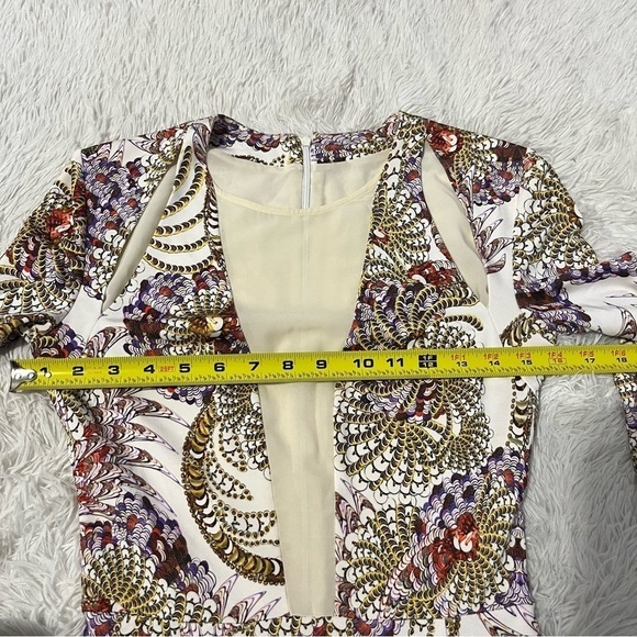 Roberto Cavalli Just Cavalli Printed Long Sleeve Mesh Dress Shoulder Slits US 2 - Picture 13 of 16